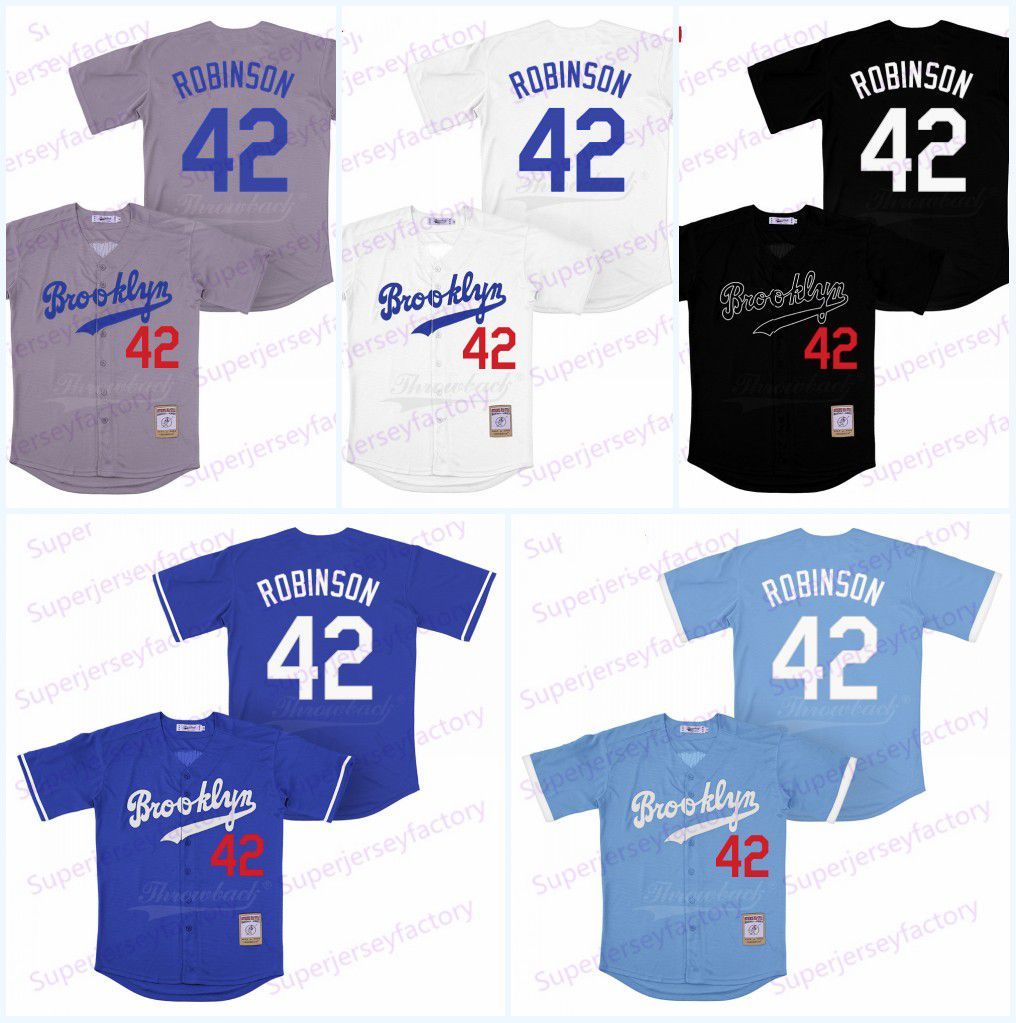 2020 Men 42 Robinson Brooklyn Throwback Baseball Jersey Colour White