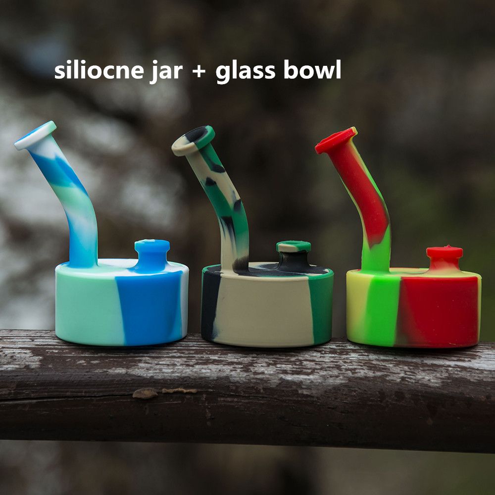 2019 Mini Silicone Bong Water Hand Pipe With Glass Bowl 5 Inch Silicon