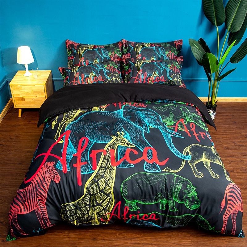 Holiday Gift African Animals Elephant Zebra Giraffe Rhino Print Holiday Gift African Animals Elephant Zebra Giraffe Rhino Print Bedding Duvet Cover Set Pillowcase Twin Full Queen King Size Bedspread Sets From