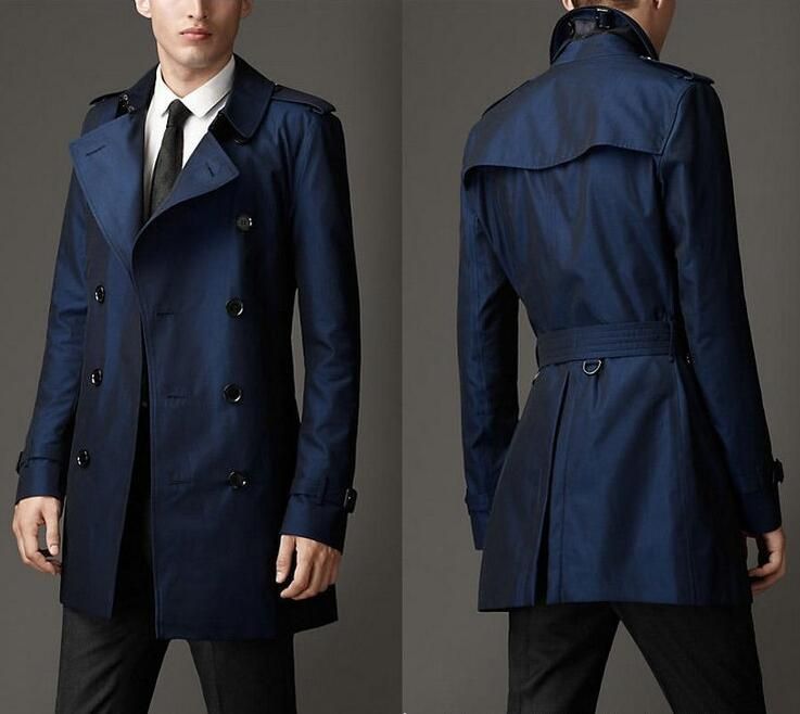 2021 Fashion Mens Long Winter Coats Slim Fit Men Casual Trench Coat Mens Double Breasted Trench