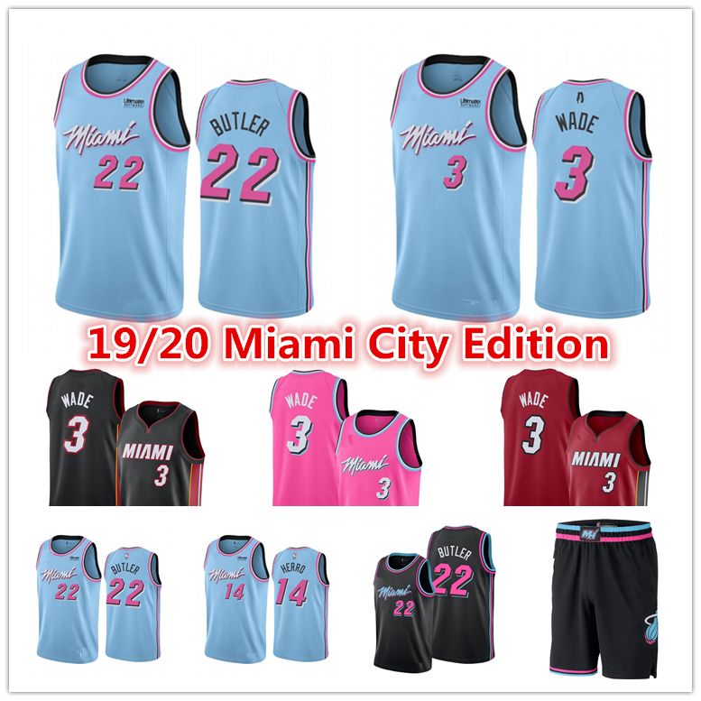 2020 Dwayne 3 Wade Miami Heat Jersey Men'S Pink Jimmy 22 Butler 14 Tyler Herro Kendrick 25 Nunn ...
