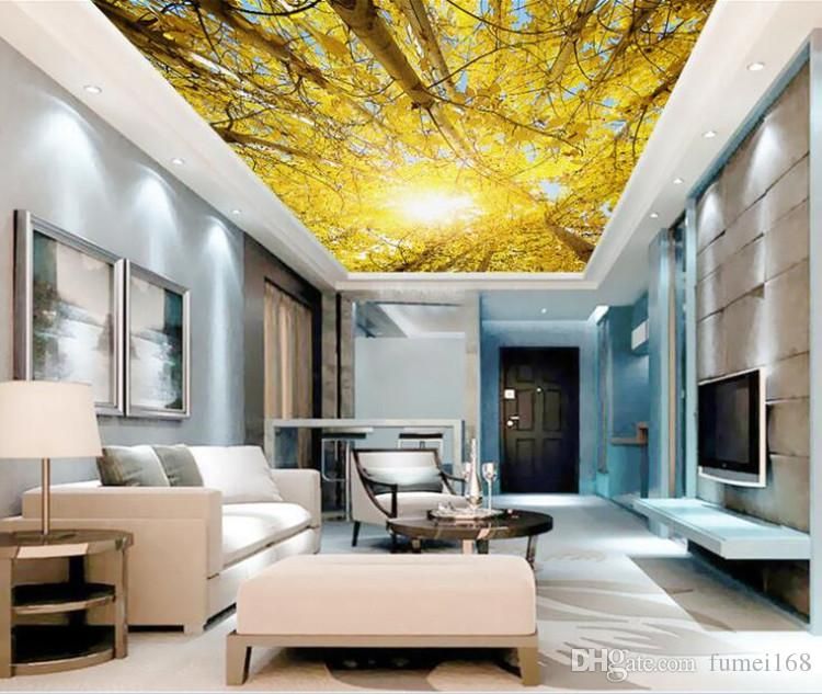 Custom Size 3d Gold Tree Ceiling Hd Wallpaper Photo Wall Mural