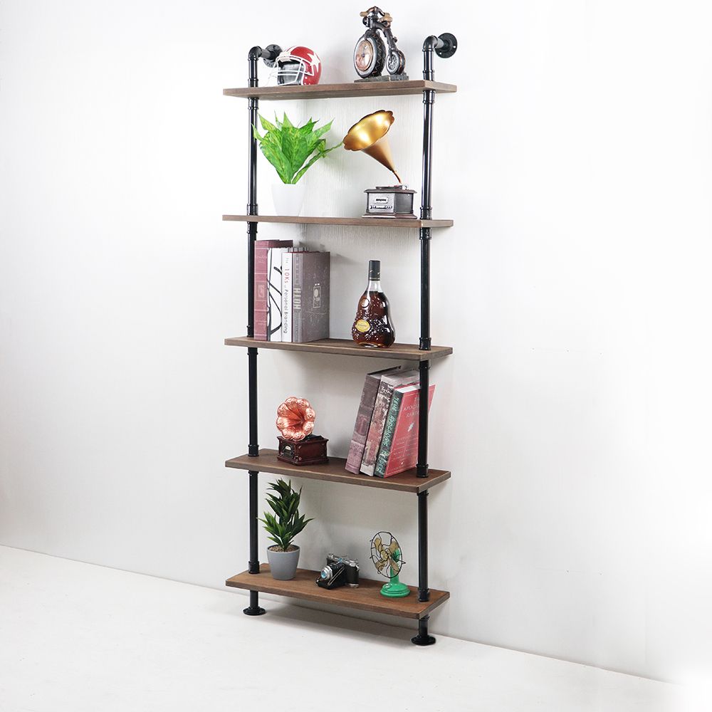 DIY Industrial Pipe Shelving Bookshelf Rustic Modern Wood ...