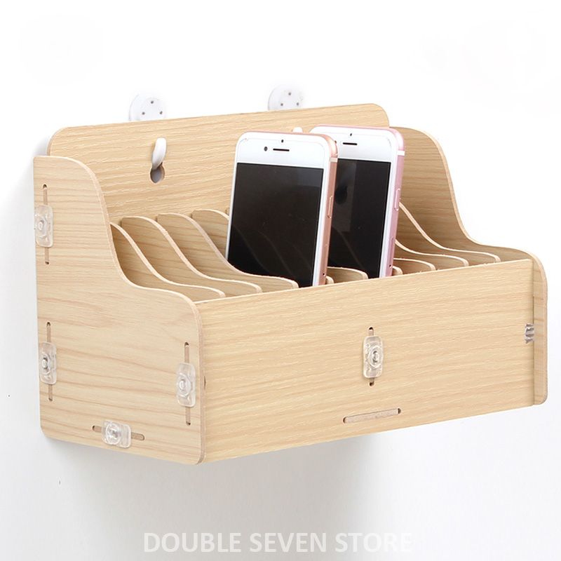 2021 Hanging Wooden Mobile Phone Management Storage Box Desktop Office
