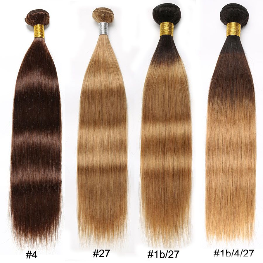 #4#27 Straight Hair Bundles Ombre #1b/4/27 #1b/27 Brown Blonde Straight ...