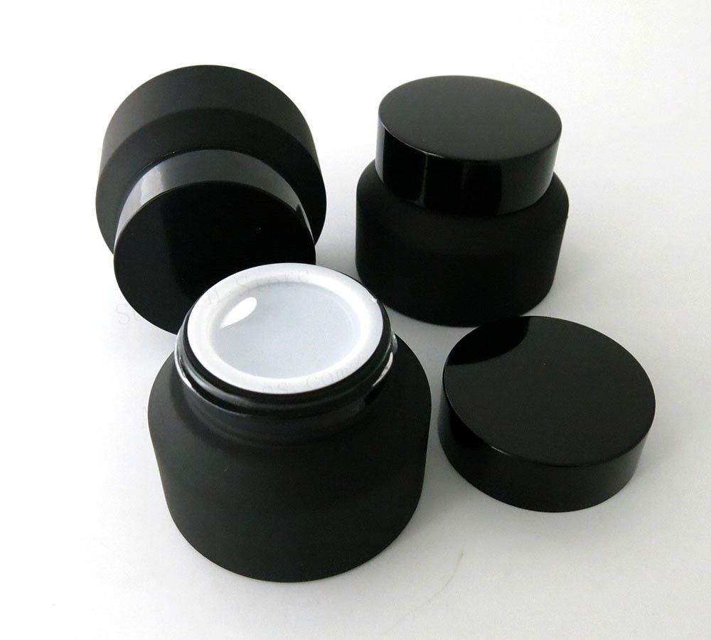 Empty Matte Black Jar Skin Care Cream Jar Small 1/2oz 1oz Glass Bottle
