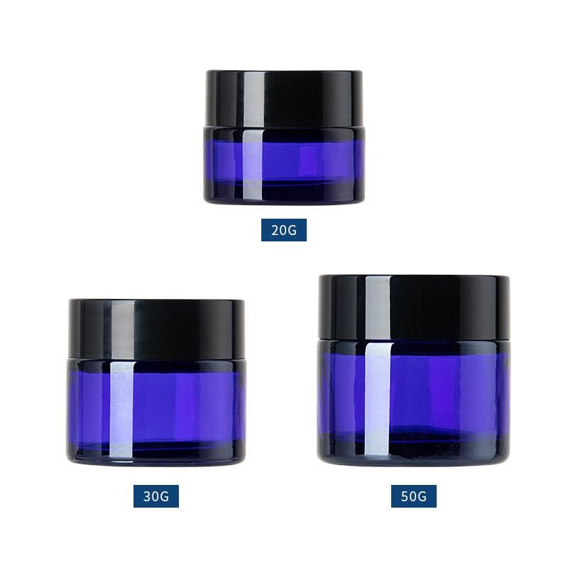 Download 2020 20g 30g 50g Cosmetic Jar Blue Glass Jar Cosmetic Lip ...