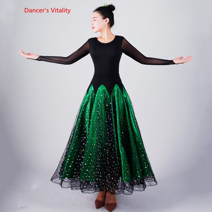 2018 New Ballroom Dance Costume Women Ladies Adults Dancewear Waltzing Tango Dancing Dress Ballroom Dance Big Swing Dress