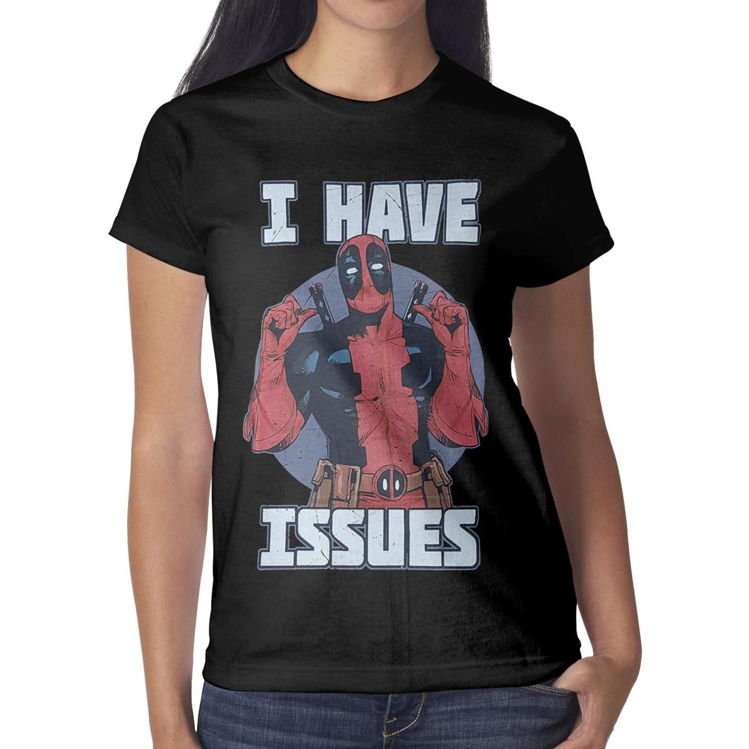 Deadpool I Have Issues Marvel Comics Women S Short Sleeve T Shirt Printing Wholesale T Shirt 100cotton Sport Band Women Tops Pullover