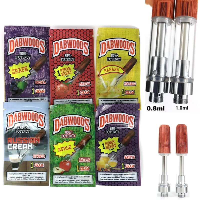 DABWOODS Carts Wooden Tip Vape Cartridges 0.8ml 1ml Gram Wood Flat Tip