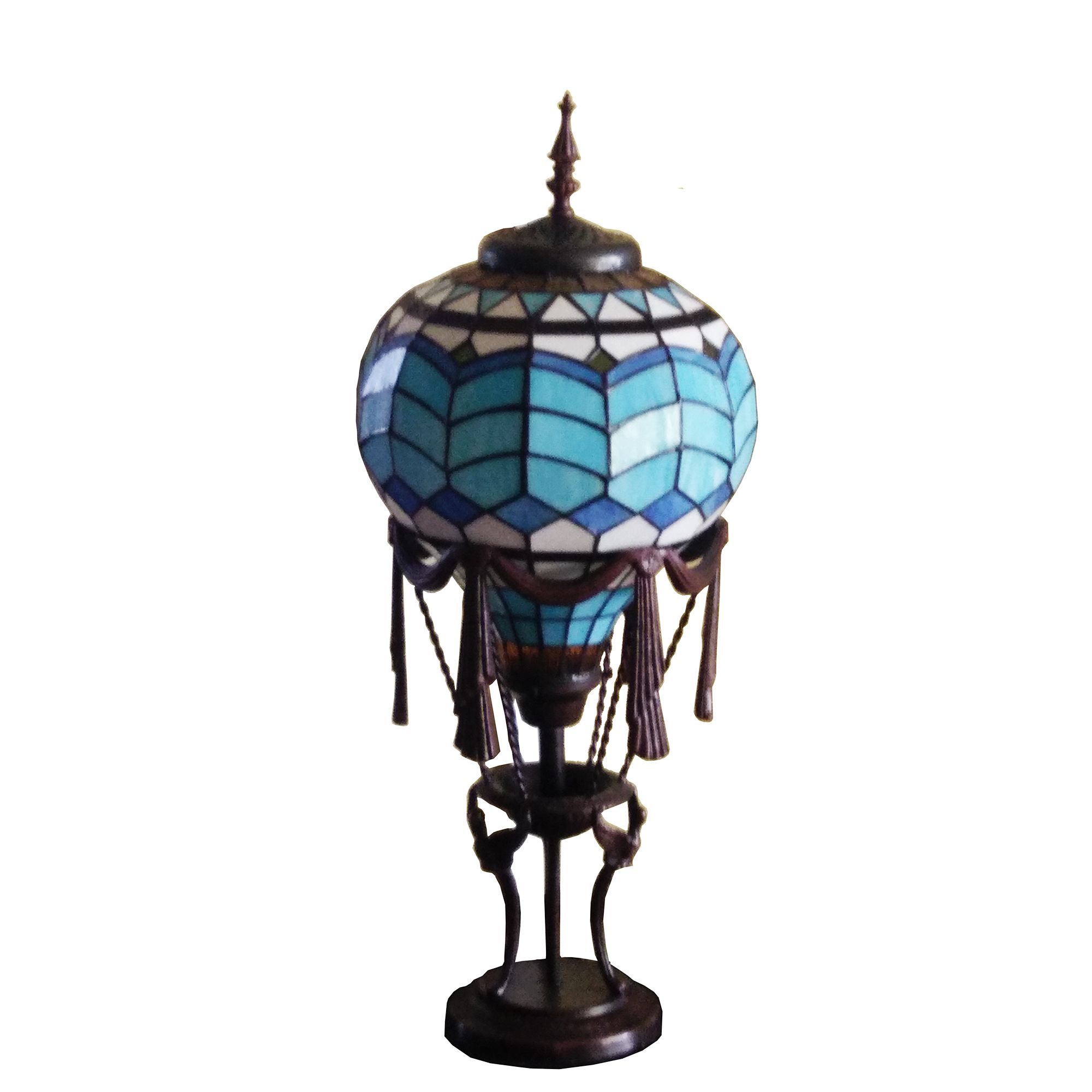 8 Hot Air Balloon Tiffany Table Lamp Shade Metal Base Stained Glass Decorative Desk Commemorative Gifts