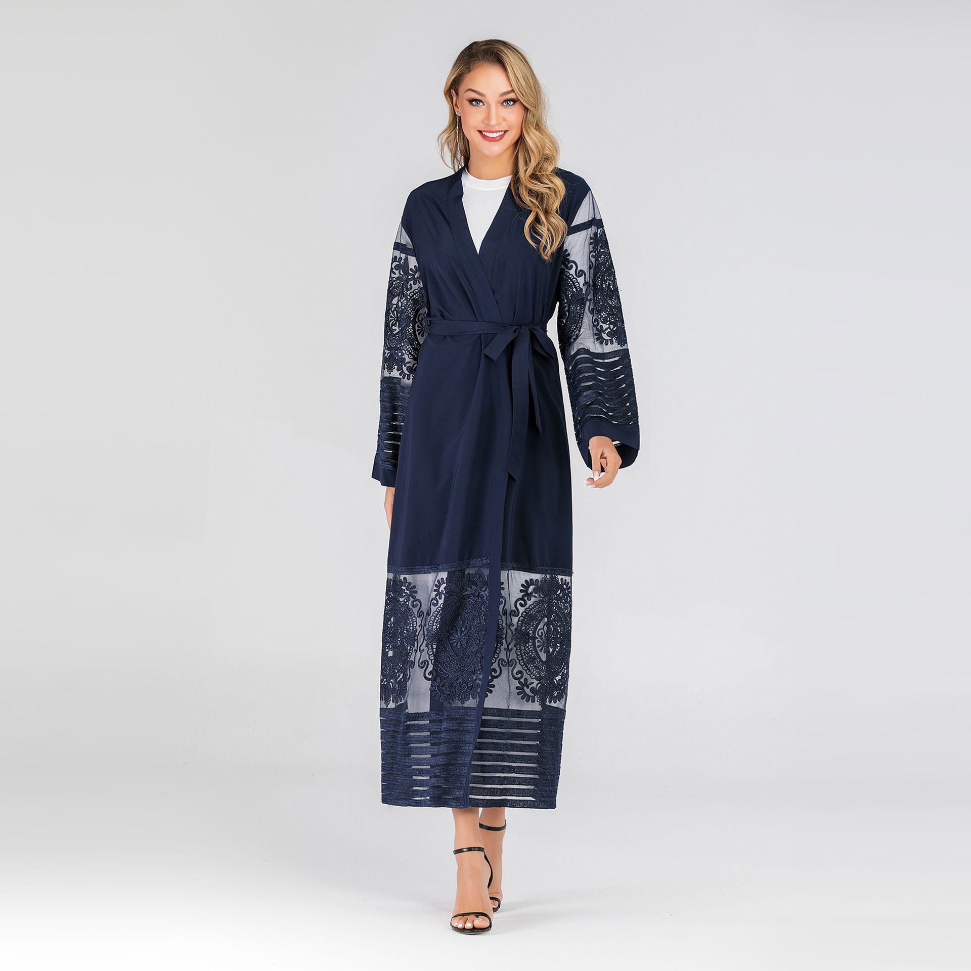 2019 Fashion Women Dress Floor Length Cardigans Spring Autumn Wear