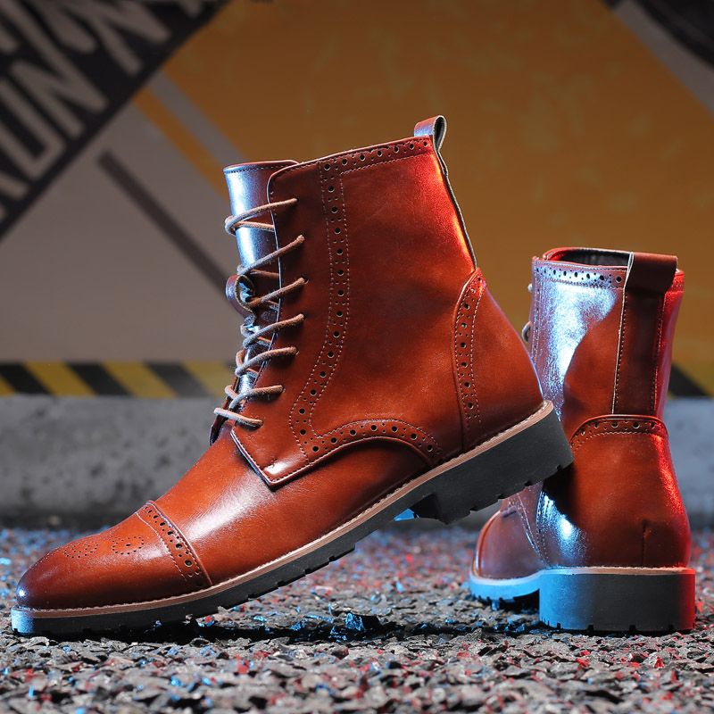 High Quality Mens Dress Boots Leather Motorcycle Boots Men Shoe Ankle