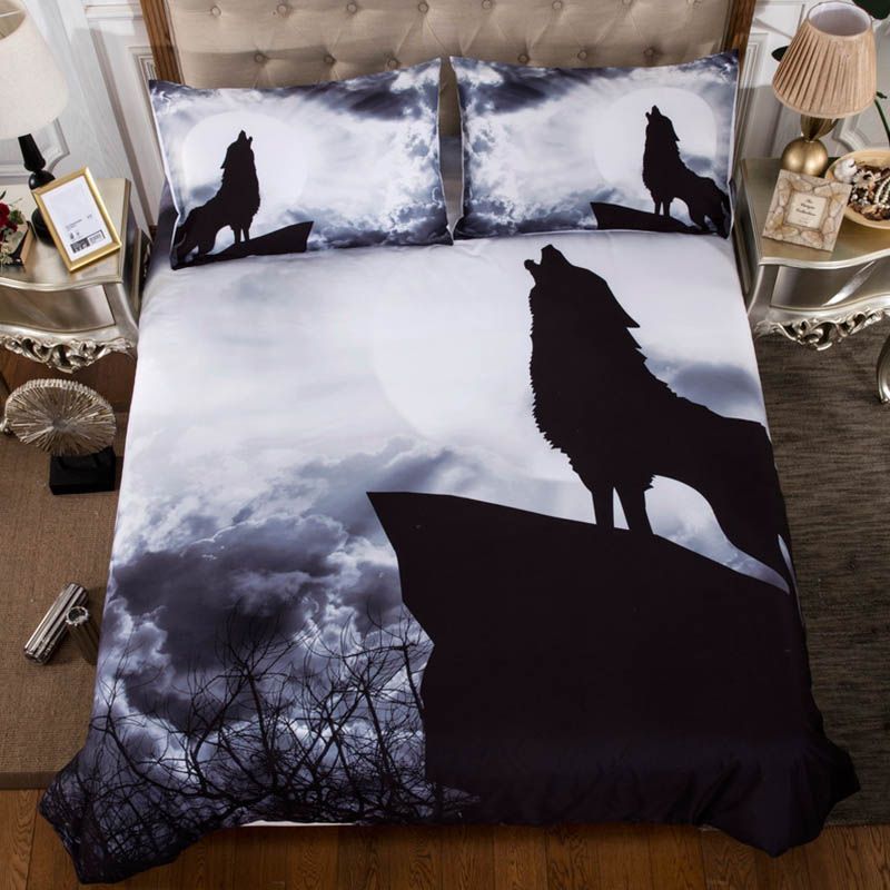 3d Wolf Print Comforter Bedding Sets King Queen Size 3pcs Bed Set Polyester Bedclothes Linen Quilt Sheet Duvet Cover