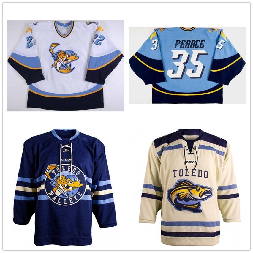 2020 Custom ECHL Toledo Walleye 22 Brandon Naurato 35 Pearce Authentic