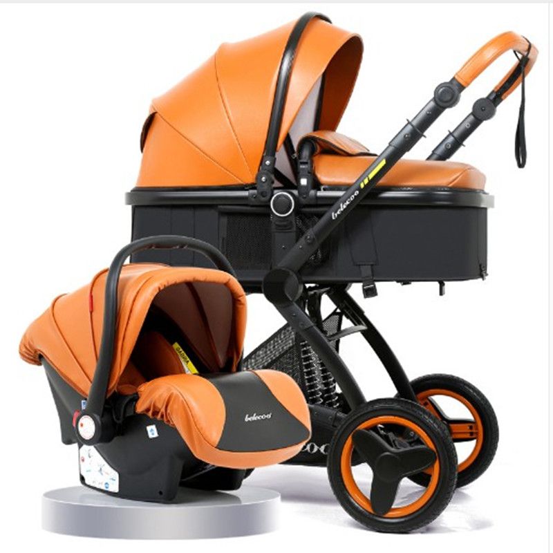Baby Stroller 3 In 1 With Car Seat High Landscape Pram For Newborns Travel System Trolley Walker Foldable Carriage