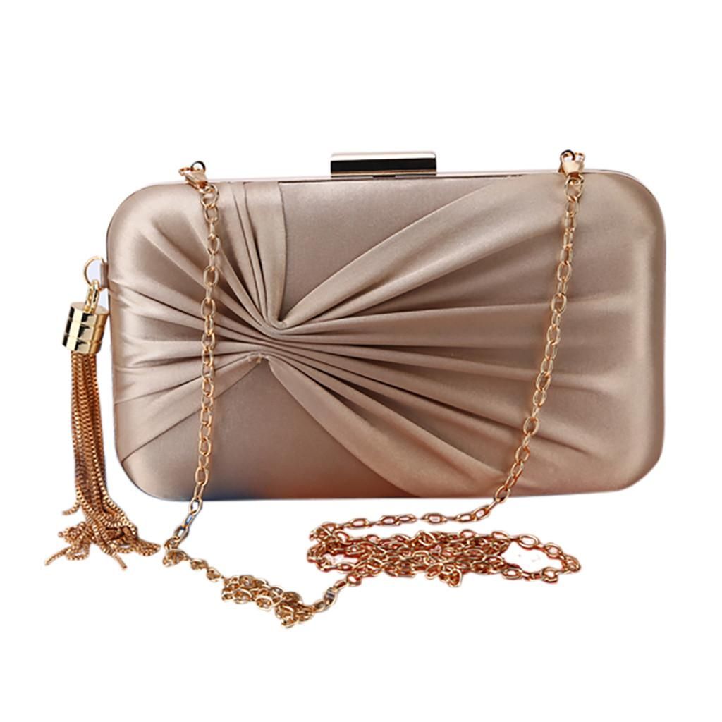 Womens Santin Evening Party Wedding Bag Clutch Shoulder Bags Handbags Messenger Purse