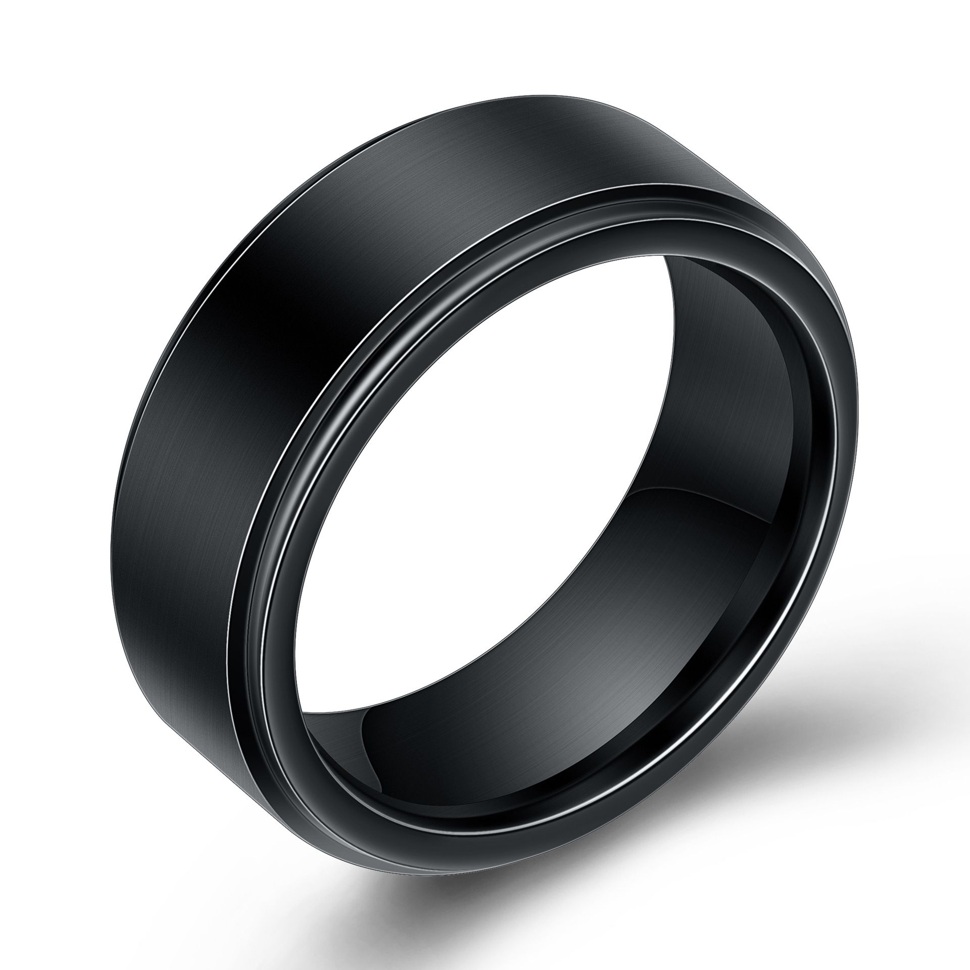 Mens Ring New Tungsten Steel Men'S Ring Fashion Jewelry New Simple Black Brushed Tungsten Steel