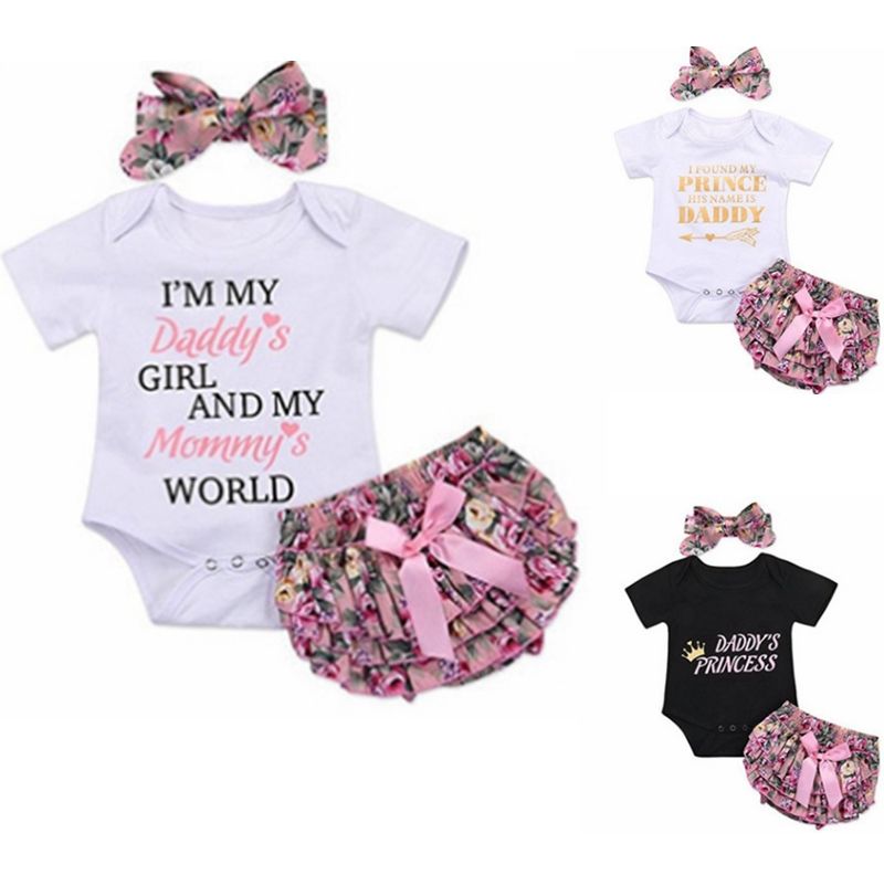2020 Baby Girl Clothes Sets Ins Letter Infant Rompers Skirts Headband