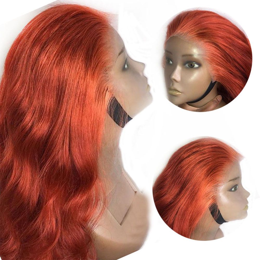 100 Human Hair 13 6 Lace Front Wigs Long Orange Body Wave Human Hair
