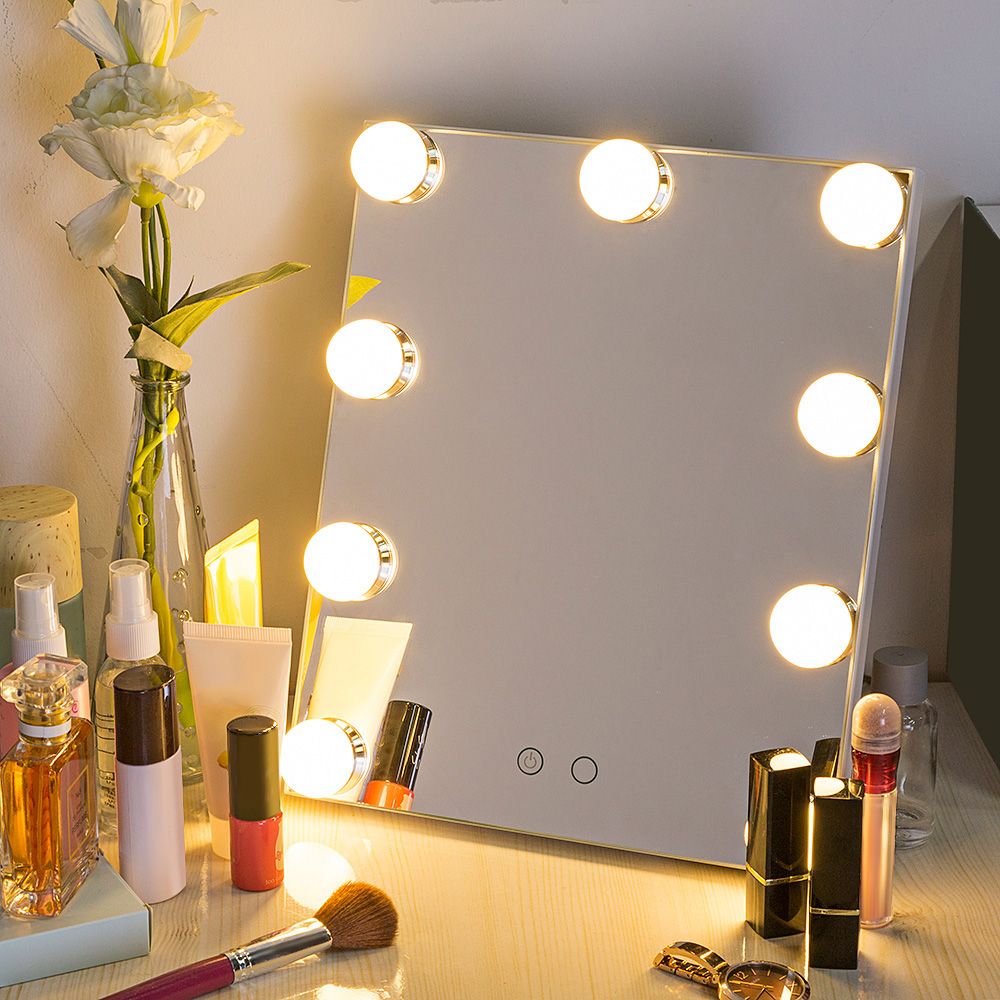 Hot Touch Screen Makeup Mirror Professional Vanity With 9 Hot Touch Screen Makeup Mirror Professional Vanity With 9 Leds Bulbs Dimmable Tabletop Control Cosmetic Mirrors Compact From