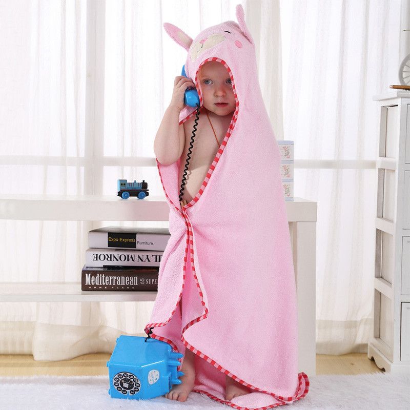 Baby Bath Towels Hooded Wraps Cartoon Shawl Large Soft Cotton Towel Boy Girl RD
