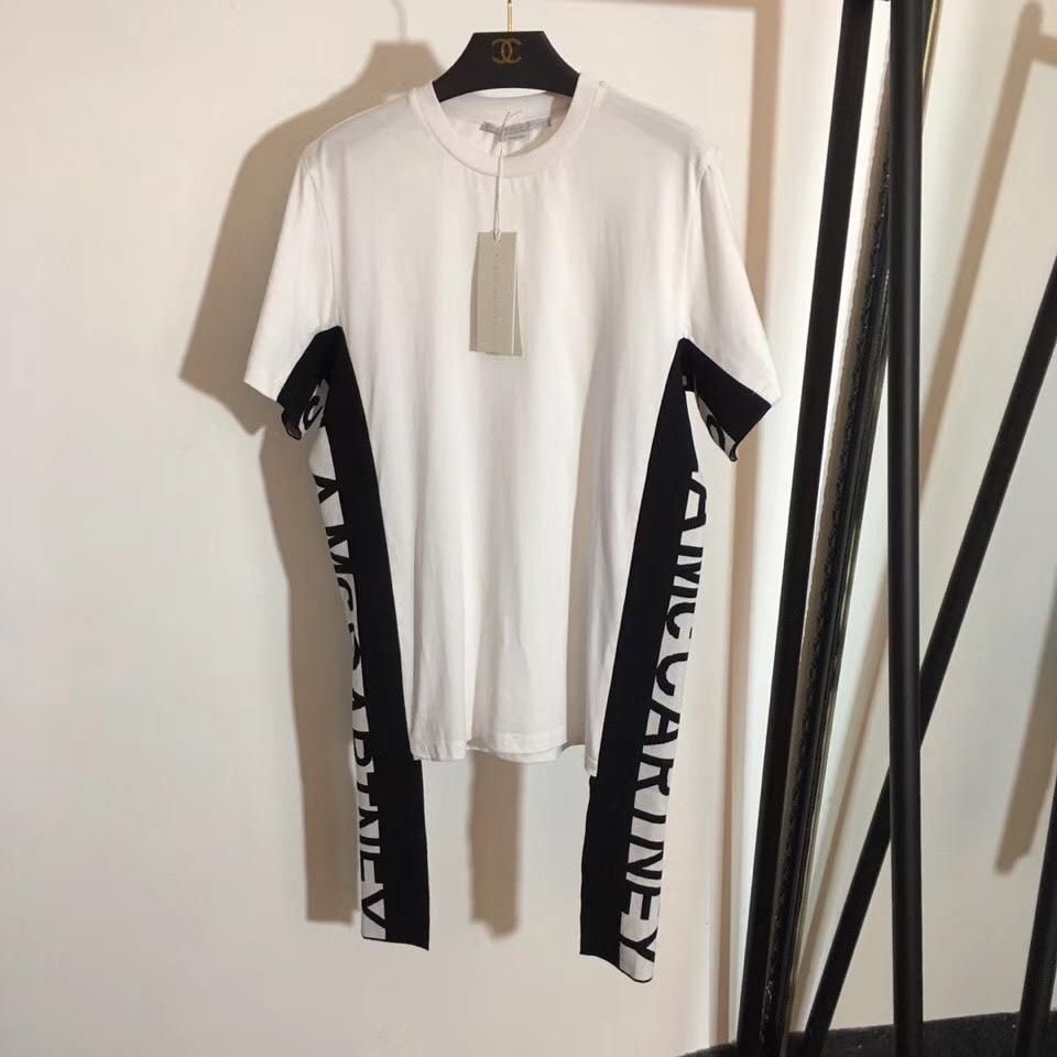 Download New 2019 Brand Summer Women T Shirt Side Stitching Letters ...