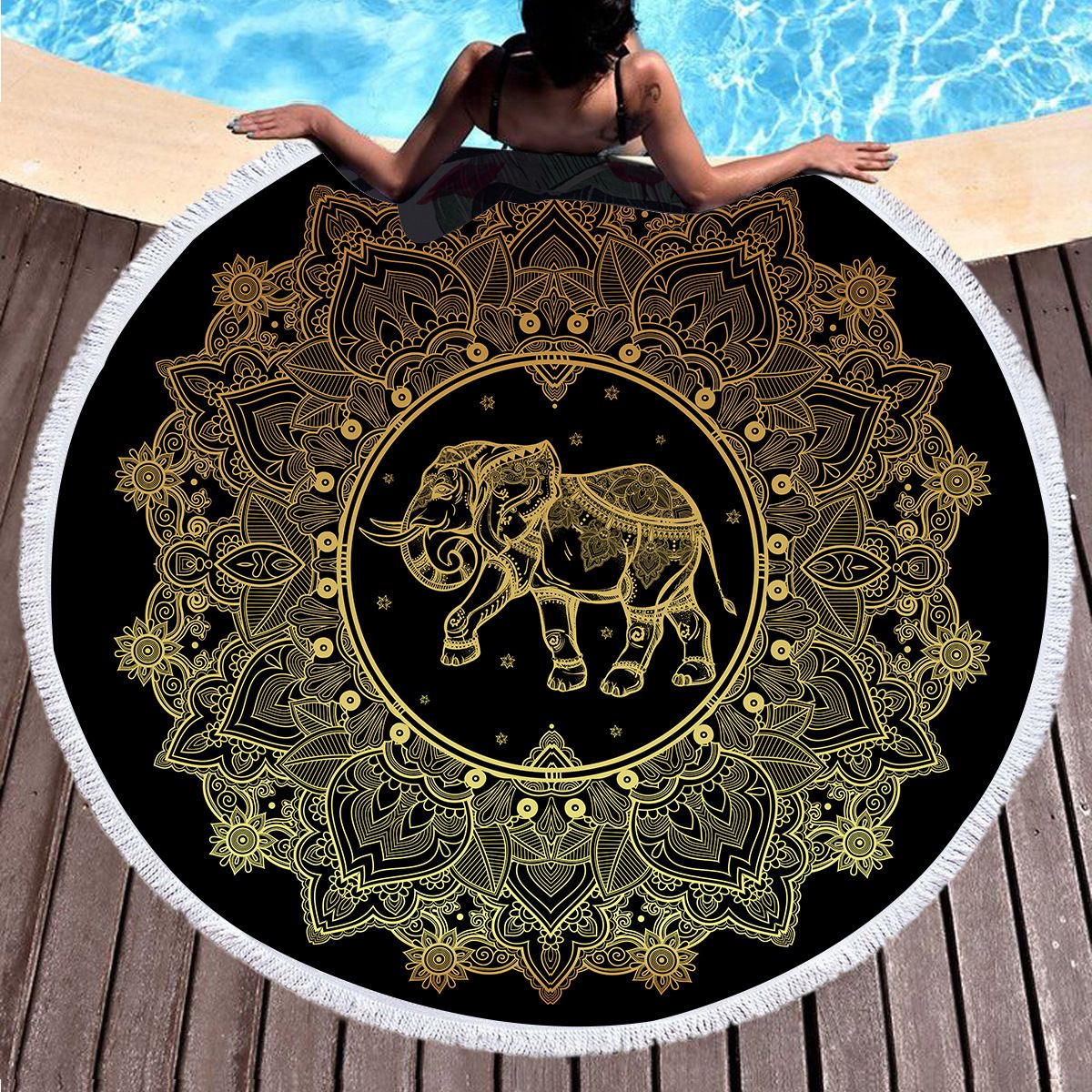 Printed Large Mandala Icon Beach Towel Round Microfiber Beach Towels Roundie Adults Serviette De Plage Toalla Playa Hot Selling