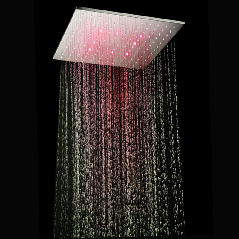 2020 Ceiling Mounted Big LED Shower Head Brushed Finish 40x40CM Square Rainfall Shower Head Top