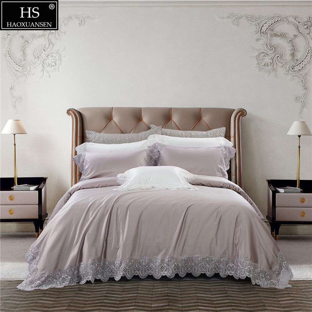 100s Egyptian Cotton Grey Luxury Royal Lace Romantic Girls Bedding 100s Egyptian Cotton Grey Luxury Royal Lace Romantic Girls Bedding Set King Queen Bed Sheet Duvet Cover Pillow Shams Covers Girl
