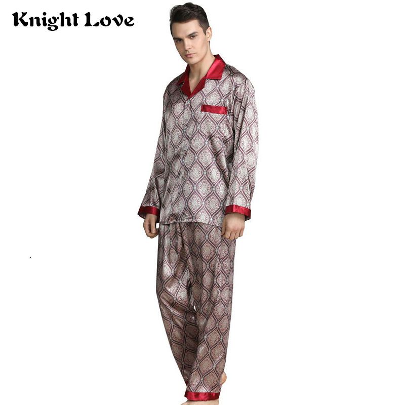 Long Sleeve Men/'s Sleepwear Plaid Pattern Pajamas Set Home Nightdress Tops+Pants