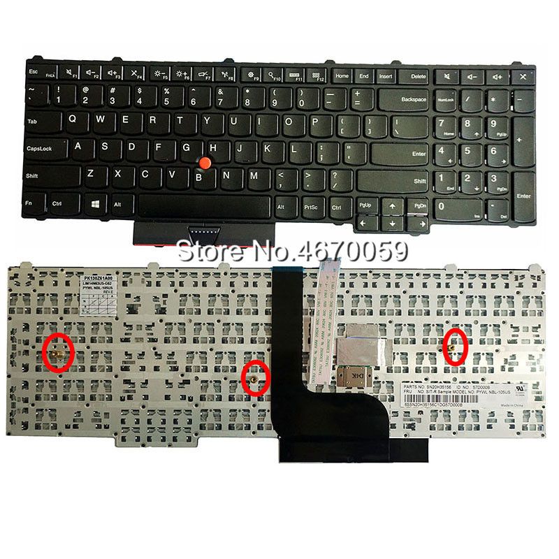 Black New US Keyboard For IBM lenovo Thinkpad P50 P70 P51 Series Laptops Pointer Keyboard Small Enter Replacement