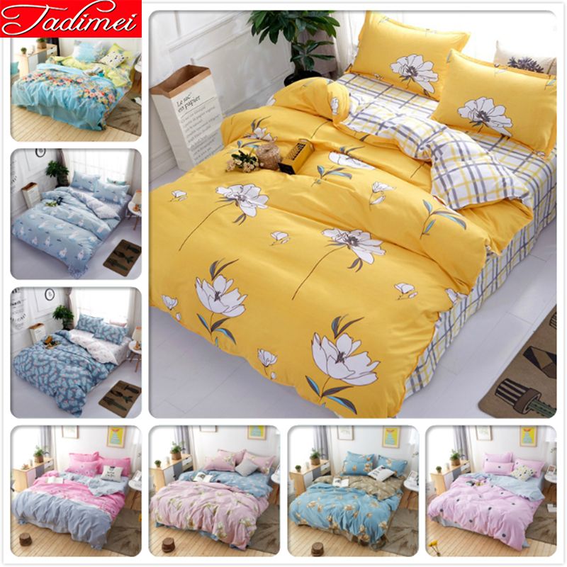 Yellow Duvet Cover 3 4 Pcs Bedding Set Kids Child Soft Cotton Bed Linen Single Twin Queen King Size Bedspreads Bedclohtes