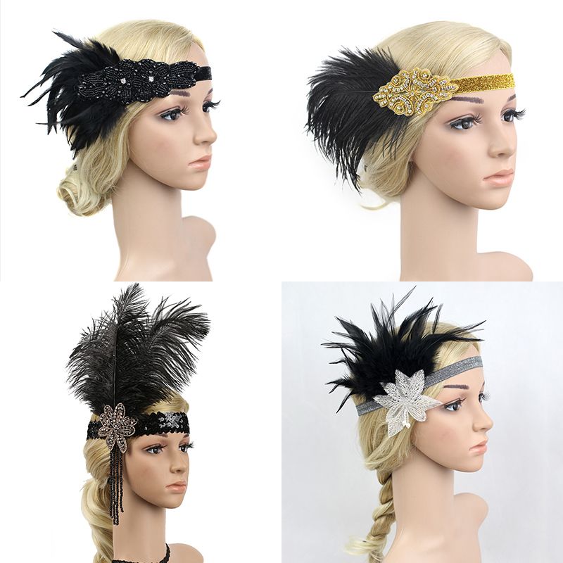 Spezielle Anlasse er Jahre Haarband Mit Feder Charleston Stirnband Haarschmuck Silber Schwarz Kleidung Accessoires Expertdigital Net