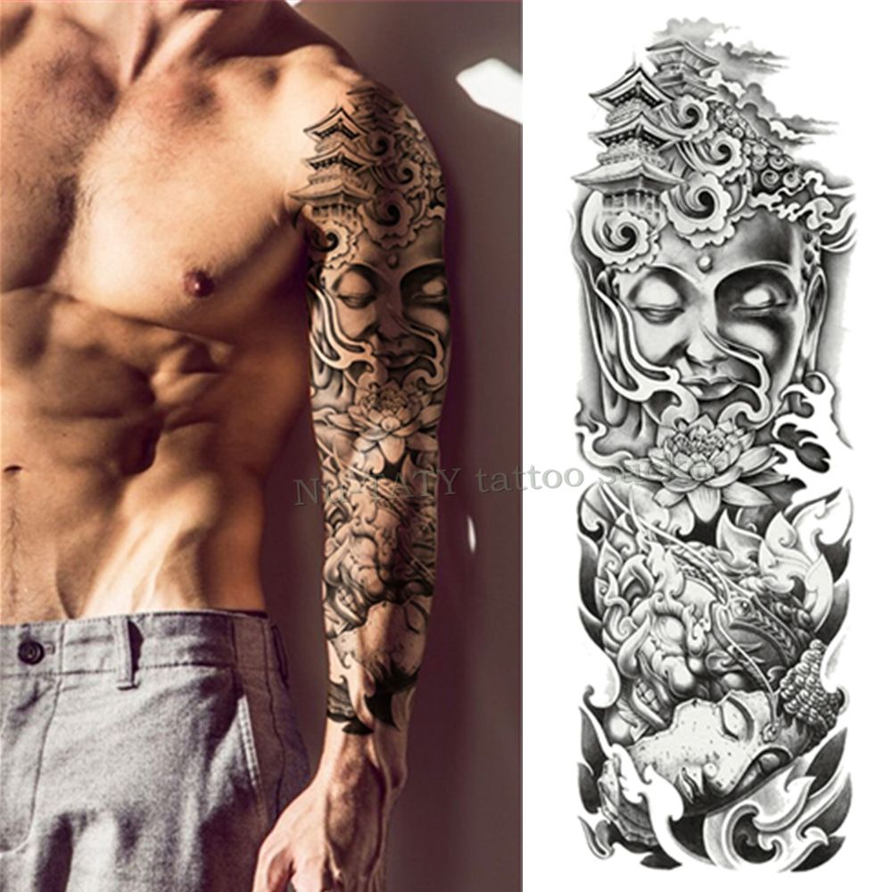 Mechanical Iron Arm Rose Large Arm Sleeve Tattoo Waterproof