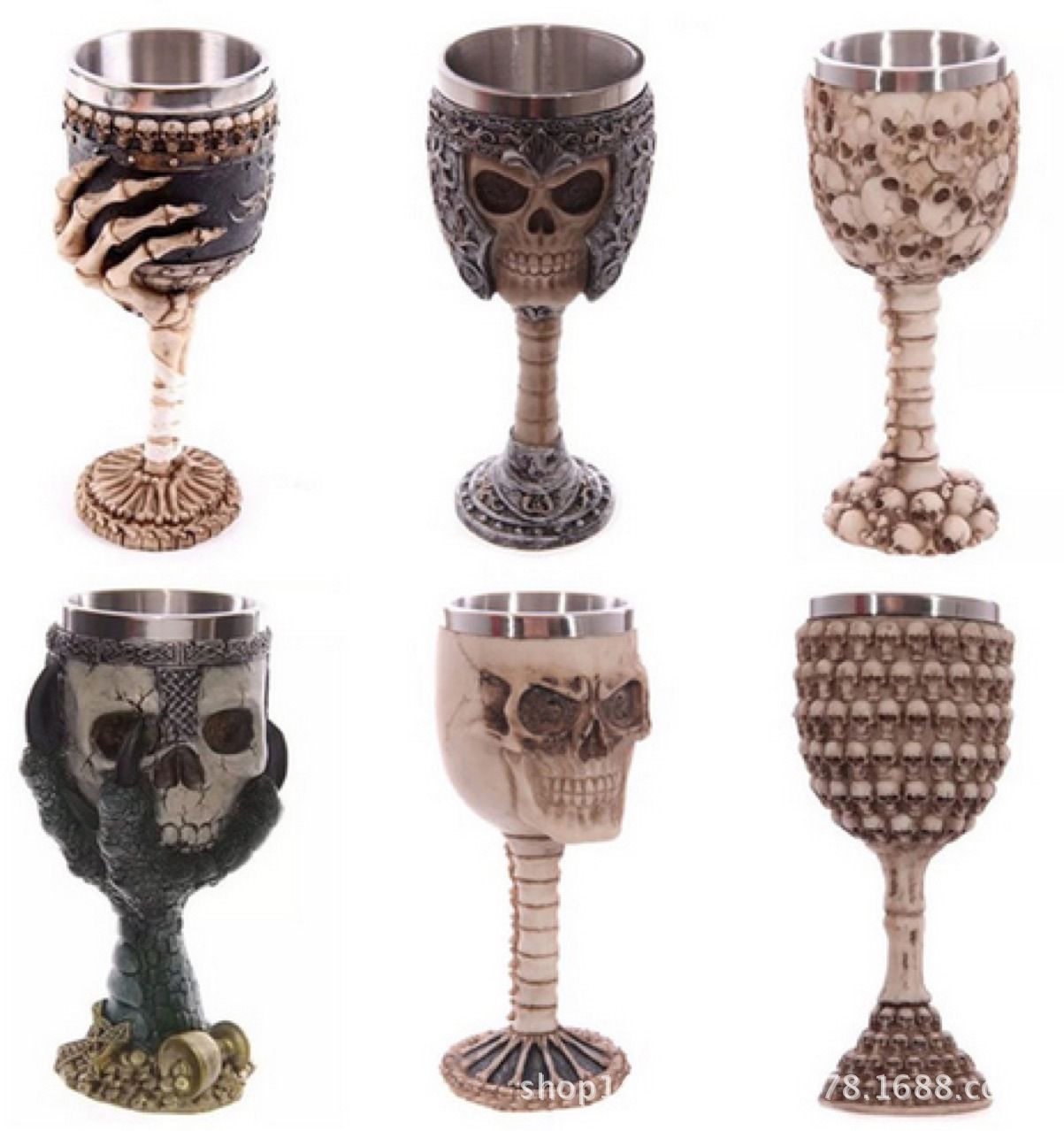 2021 10OZ Gothic Stainless Steel Goblet Creative 3D Skull Whiskey Wine