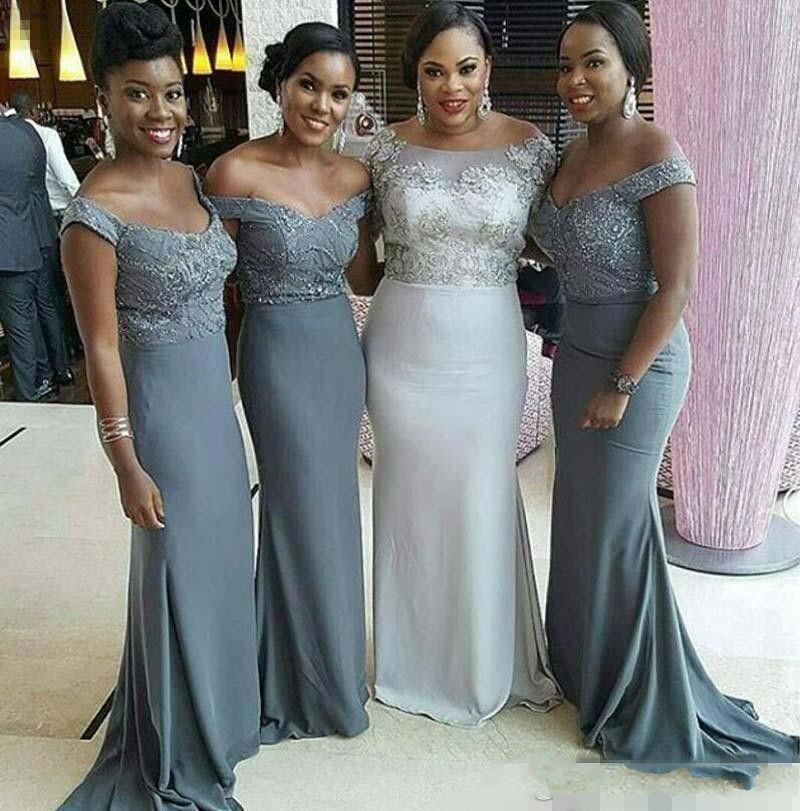 2020 Generous Cheap Grey Mermaid Bridesmaid Dresses Beads Crystal Sexy