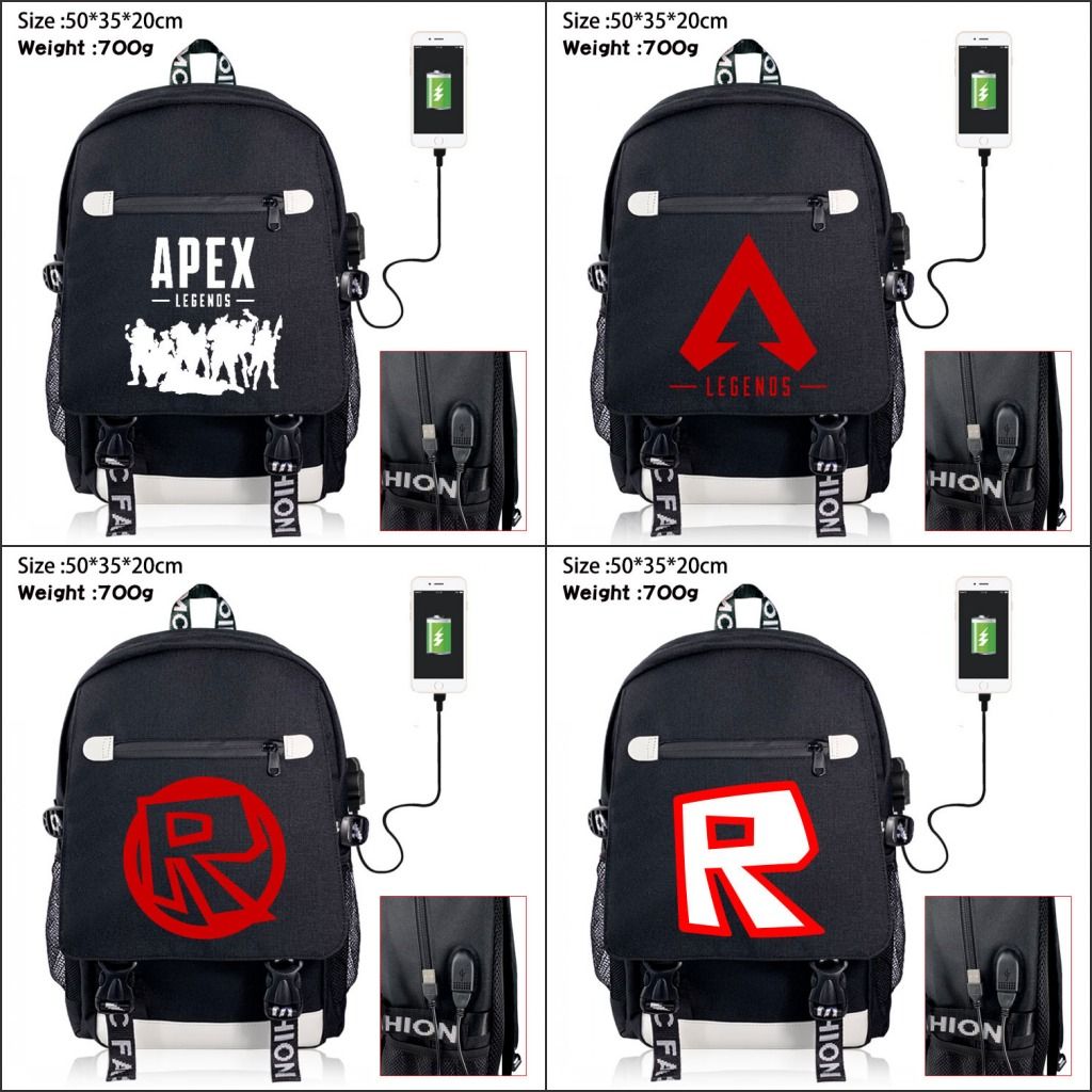 Juego Roblox Apex Legends Mochilas De Carga Usb Hombres Mujeres Bolsa De Hombro Para Portátil De Viaje Adolescentes Mochila Niños Chicas Mochilas -