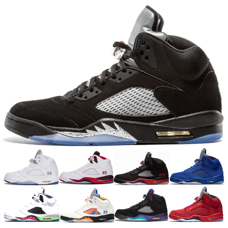 High Quality 5 5s OG Black Metallic Basketball Shoes Men 5s Black Grape Oreo Red Suede Metallic 