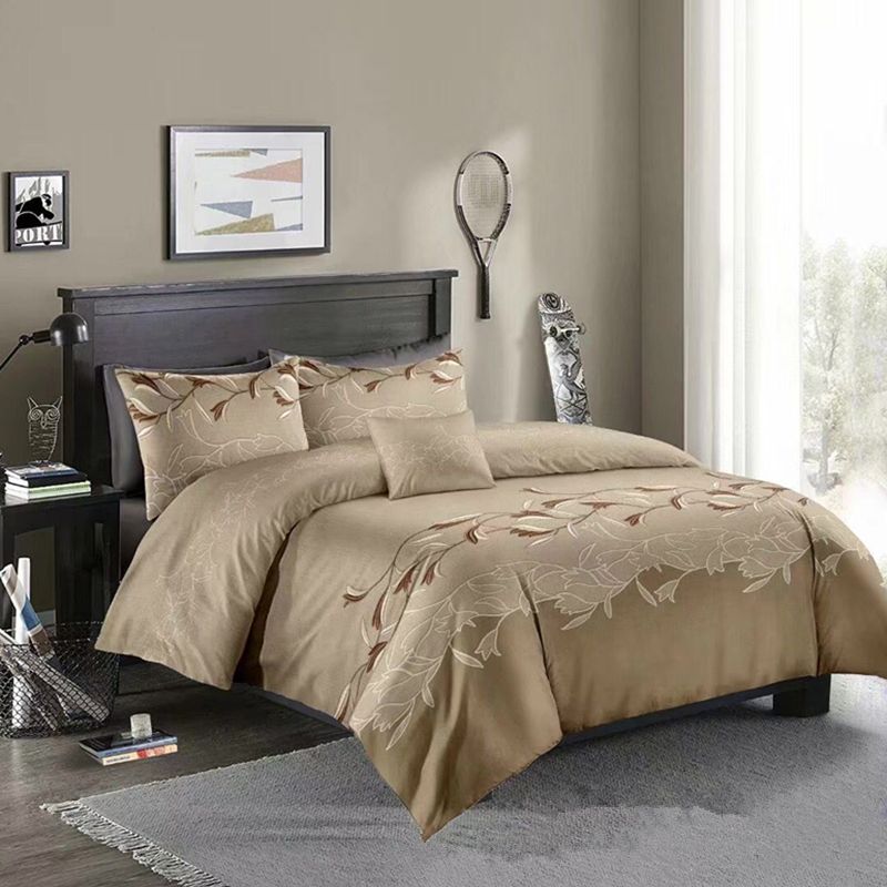 Luxury Gold King Comforter Set Embroidery Bedclothes With