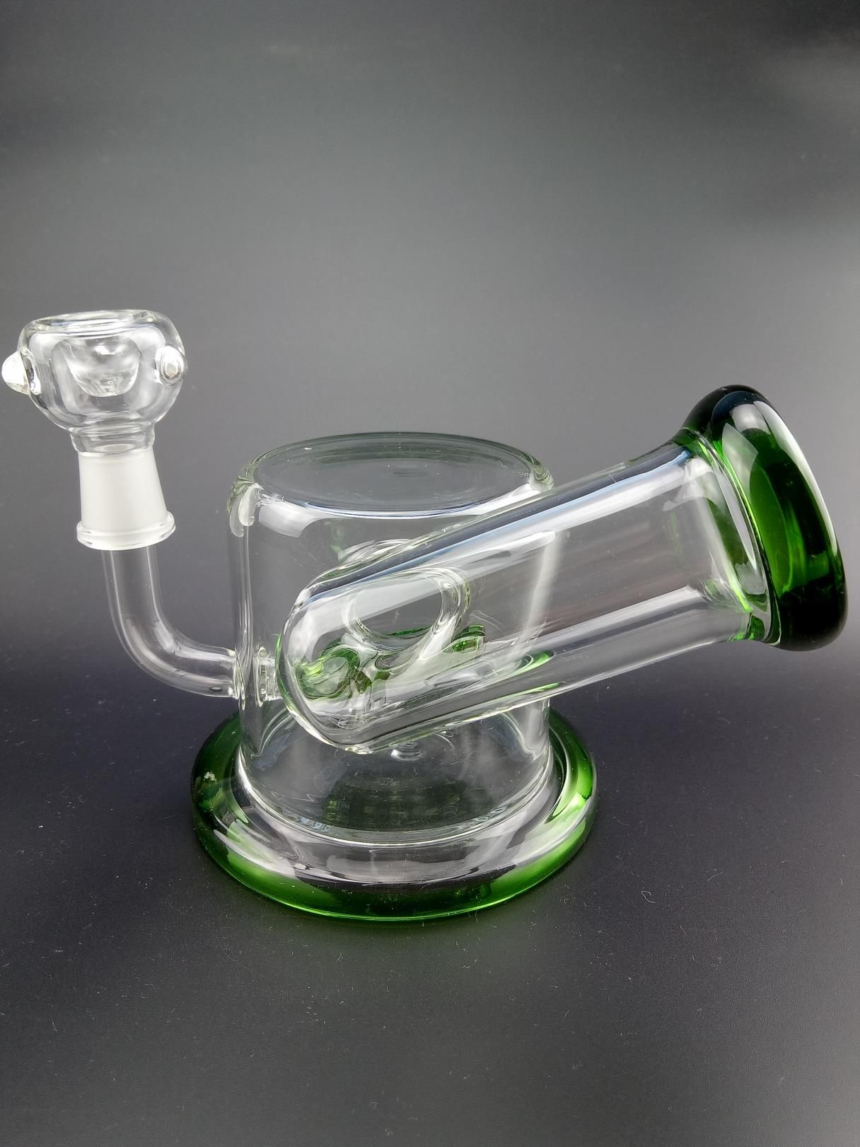 2021 4.7Inch Small Mini Glass Water Pipes Green Heady Matrix Perc Dab