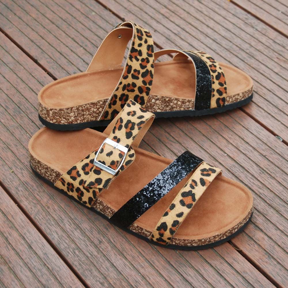 leopard velcro sandals