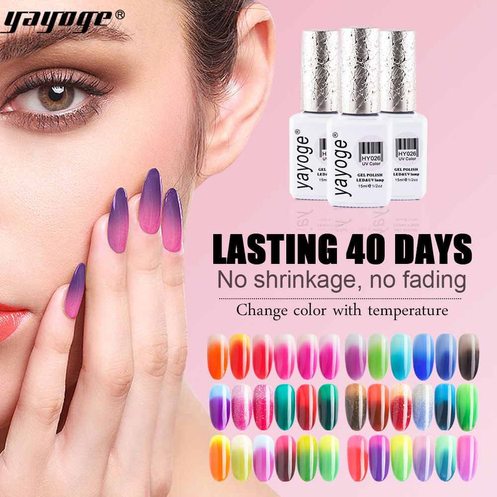 Yayoge Gel Nail Polish Temperature Color Changing 15ml Soak Off Led