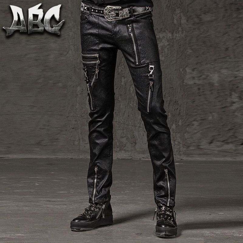 2019 Herrenbekleidung Friseur Mode Hip Hop Nicht Mainstream Punk Helle Oberfläche hohe Elastizität Hosen plus Größenkostüme 2019 Herrenbekleidung Friseur Mode Hip Hop Nicht Mainstream Punk Helle Oberfläche hohe Elastizität Hosen plus Größenkostüme