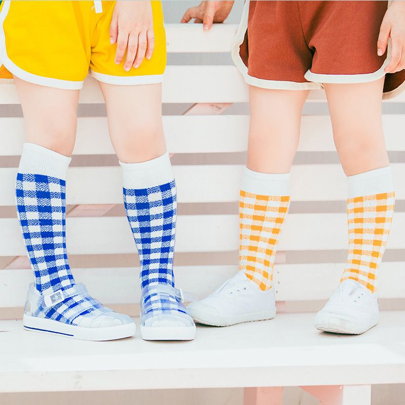 High Quality Baby Children'S Socks Boy Girl Fashion Plaid Knee Long