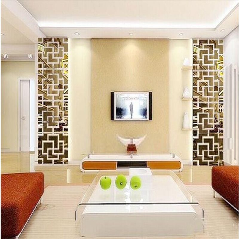 200x50 Cm Big 3d Diy Home Decoration Stereotelevision Wall Stick Mirror Sticker Silver Stickers