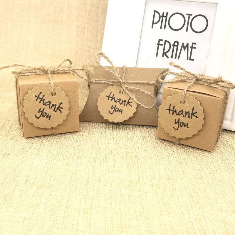 Kraft Paper Pillow Square Candy Box Rustic Wedding Favors Candy
