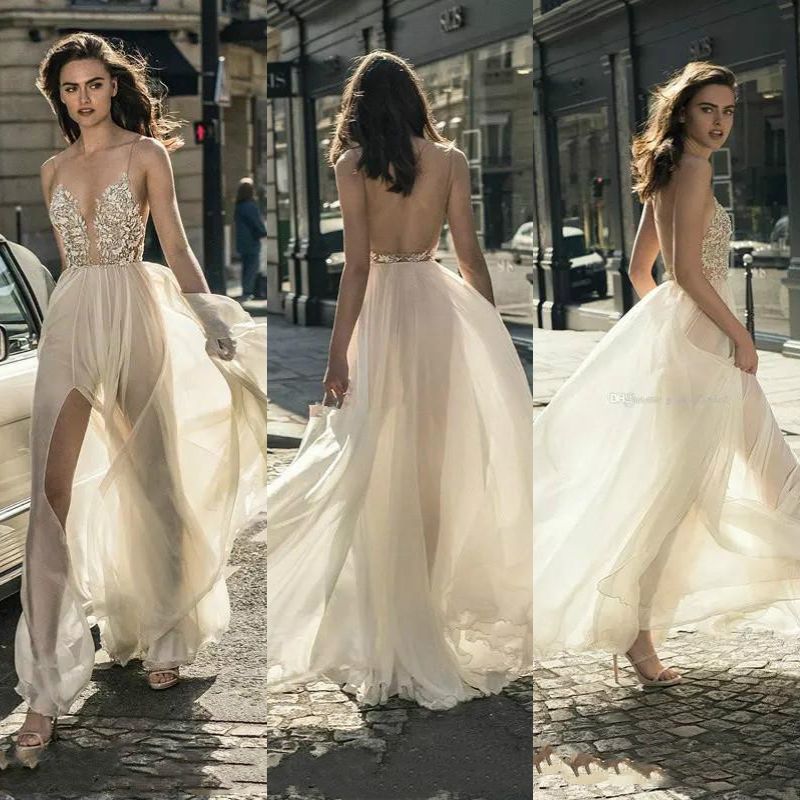 Discount Sexy Front Split Beach Wedding Dresses 2019 Liz Martinez
