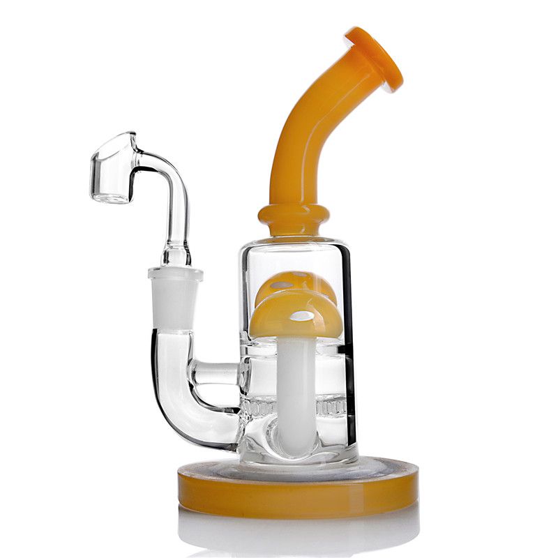 2020 Yellow Bong Dab Rig Cute Water Pipe Glass Recycler Oil Rig Bubbler