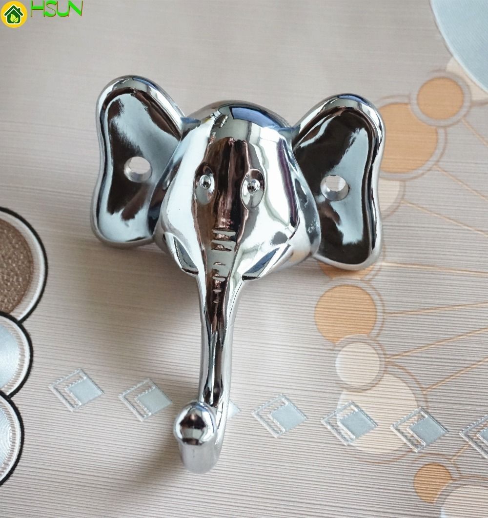 Elephant Chrome Silver Wall Hook Curtain Tie Backs Animal Coat Hooks Decorative Clothes Hangers Hat Kitchen